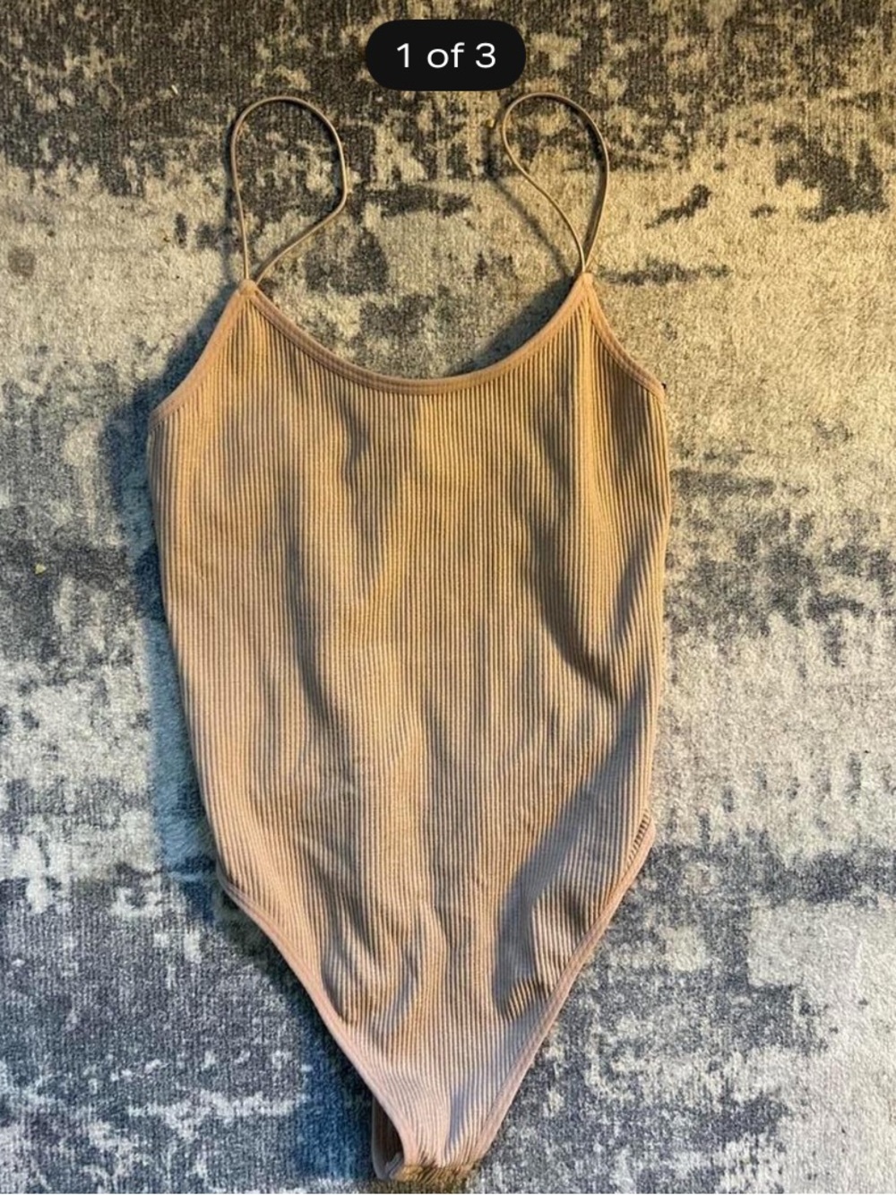 Seamless Forever 21 Ribbed One-Piece Bodysuit in Camel
